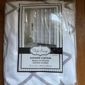 Geometric White and Gray Shower Curtain